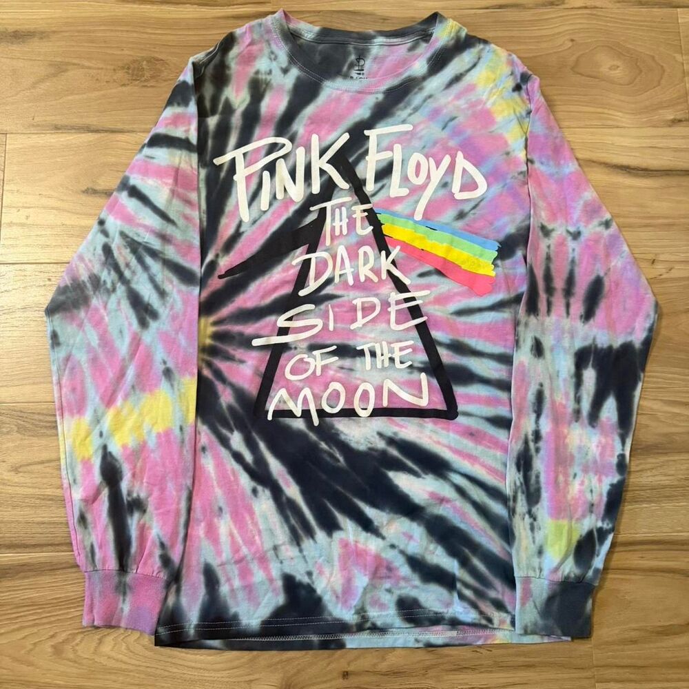 Pink Floyd The Dark Side of the Moon tie-dye long sleeve Band Tee Size Small